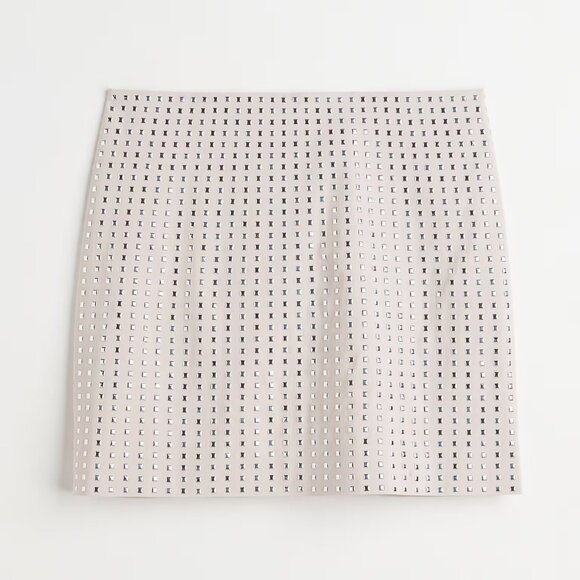H&M Nude/Beige Rock, Grunge, Edgy Viscose Studded Mini Skirt - Size 14 (NWOT) - Picture 1 of 10